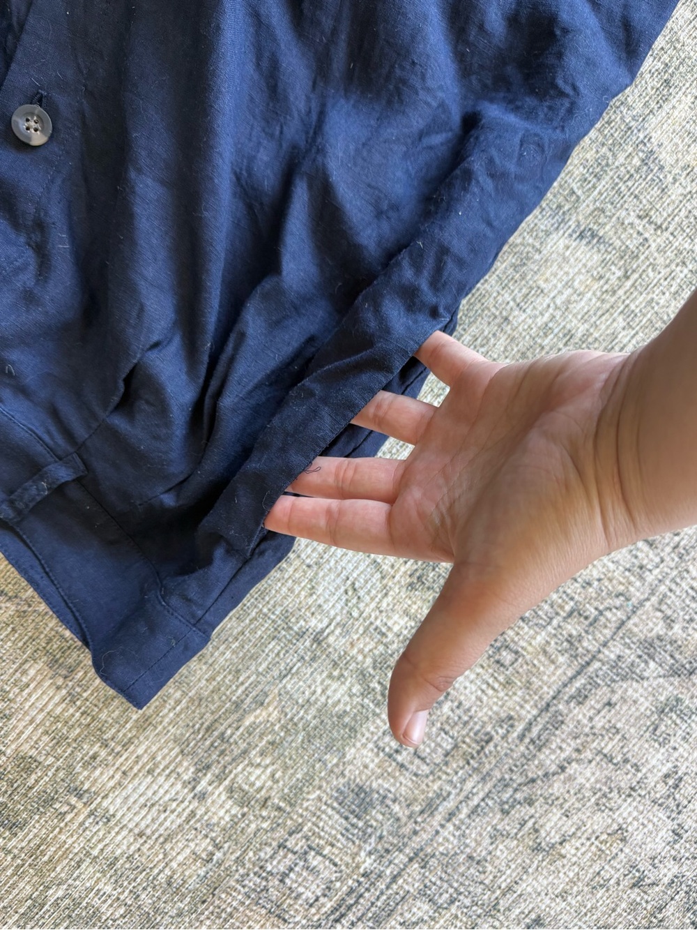 Boden Navy Blue Thomasina 100% Linen Midi Skirt Coastal Flowy Size 16-18 Summer - Picture 6 of 8